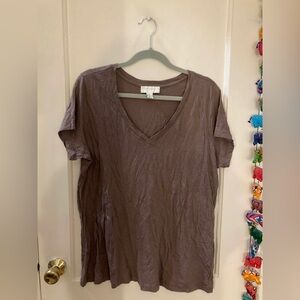 Forever 21 short sleeve v neck t shirt, brown, size 2XL